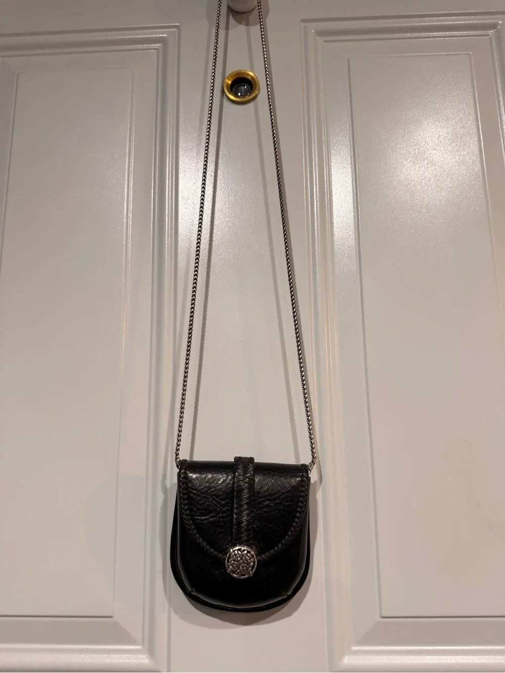 Vintage Brighton mini tiny leather bag with silver chain